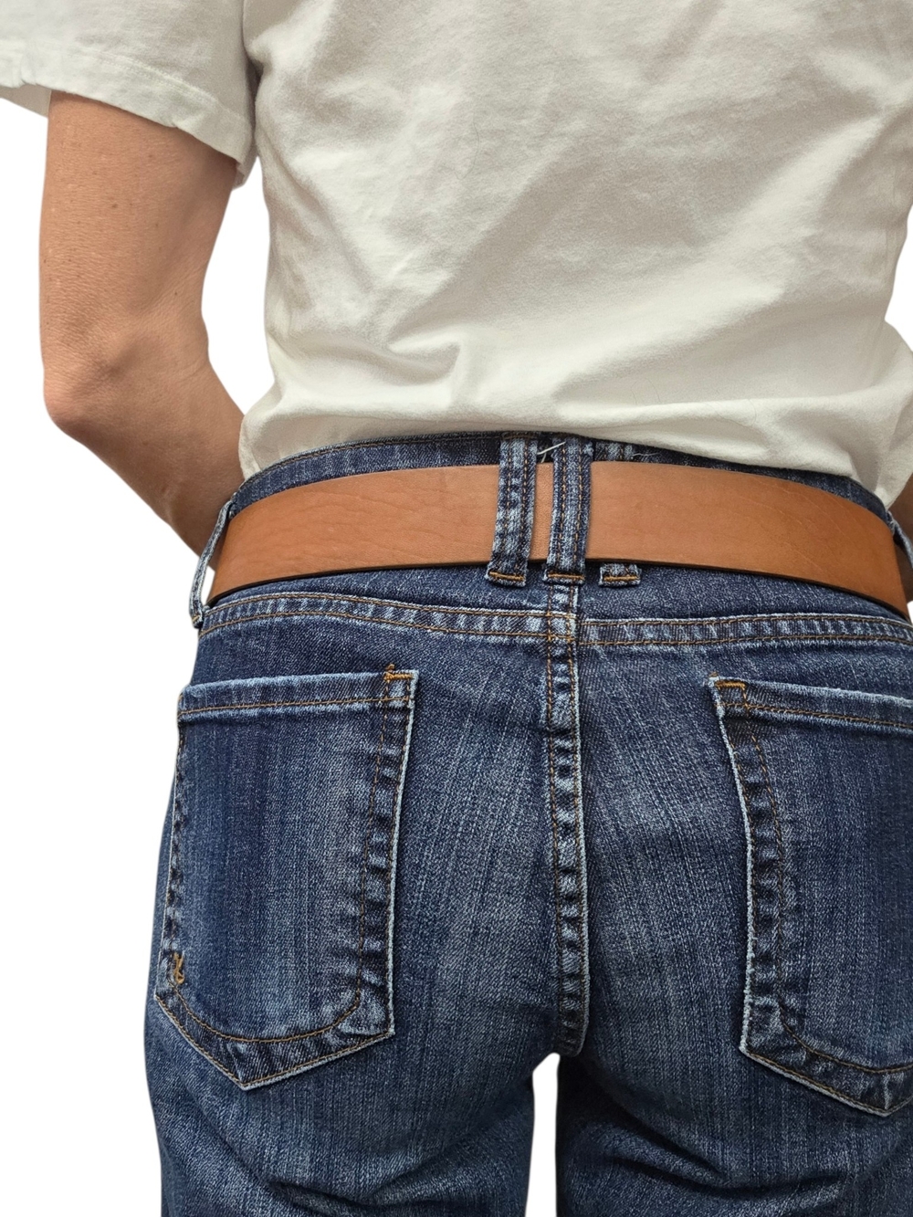 Penguin Genuine Leather Tan Casual Belt Size 36 Brown Silver Buckle - Picture 10 of 10